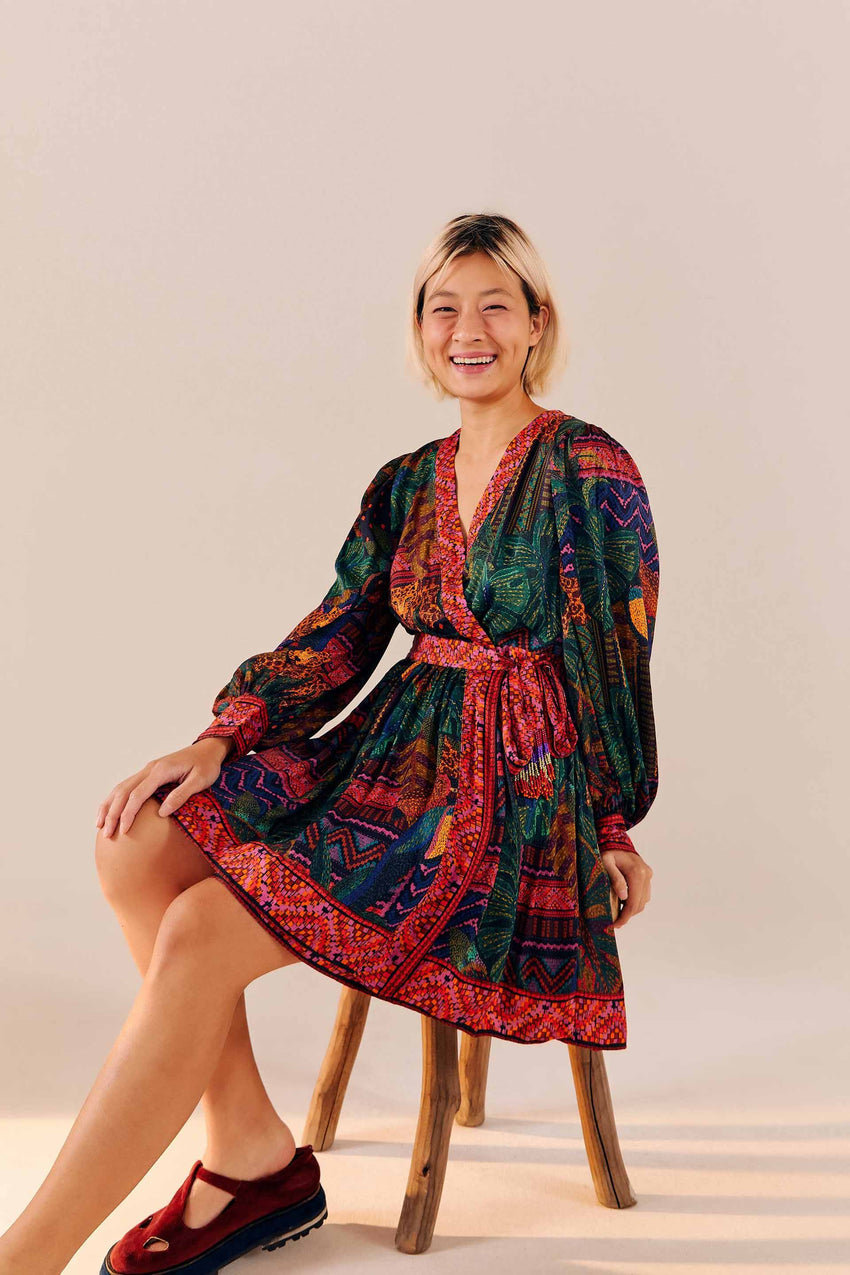 MINI WRAP DRESS | Forest Tapestry Print – FARM Rio